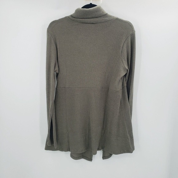 Dg2 Diane Gilman Green Split Front Sweater Womens Medium Turtleneck Rayon Blend - Picture 4 of 12